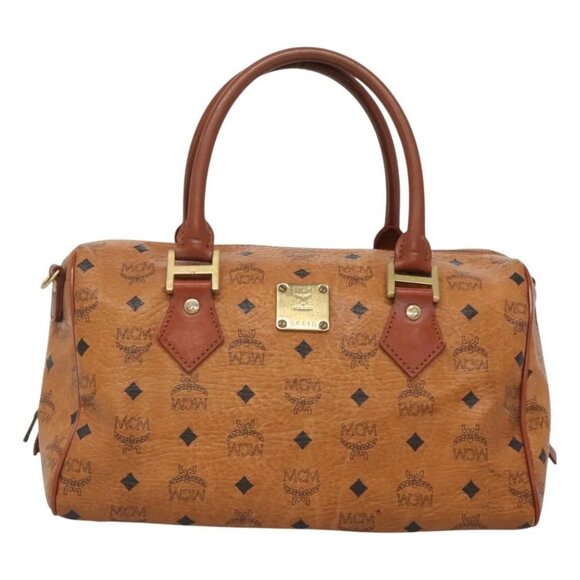 MCM Logogram Vicetos Hand Bag PVC Leather Brown Gold - Picture 12 of 15